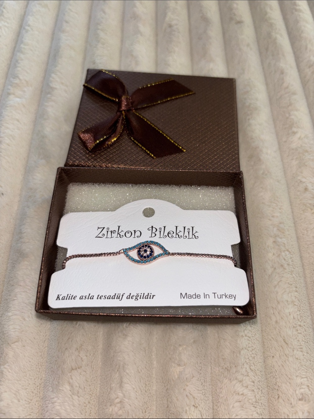 Rose Gold Evil Eye Bracelet with Blue Accents